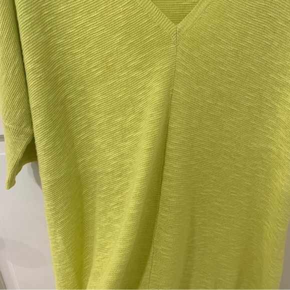 Eileen Fisher Organic Cotton Linen Blend Oversized Honeydew V Neck Tunic Small - Picture 4 of 10